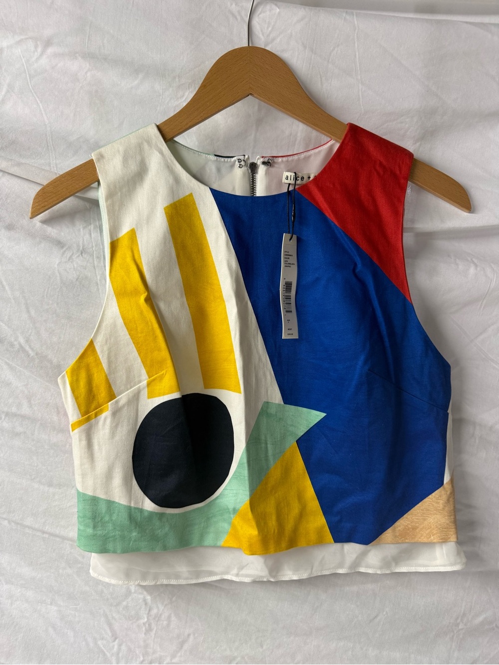 alice + olivia Colorblock Graphic Crop Top in Multi size 4